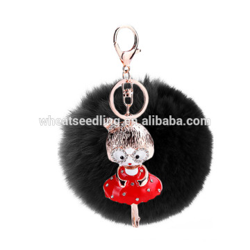 Cell Phone Decoration Real Rabbit Fur pom poms Keychain / fourrure de lapin en gros